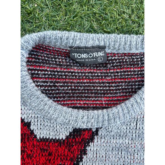 Vintage 80s "Tons O Fun" Brand Abstract Knit Sweater Men's Size Large - Picture 3 of 4